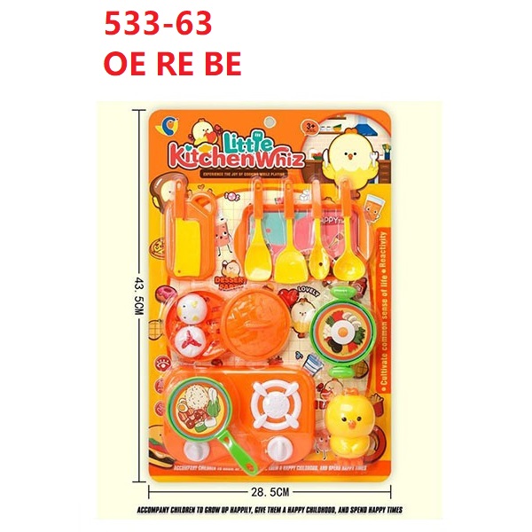 Kids double gas stove playset with play food and chick figure
