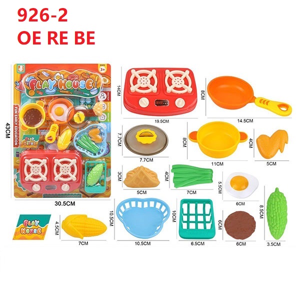Play House Kids kitchen stove set with play vegetables corn bitter gourd and cookware