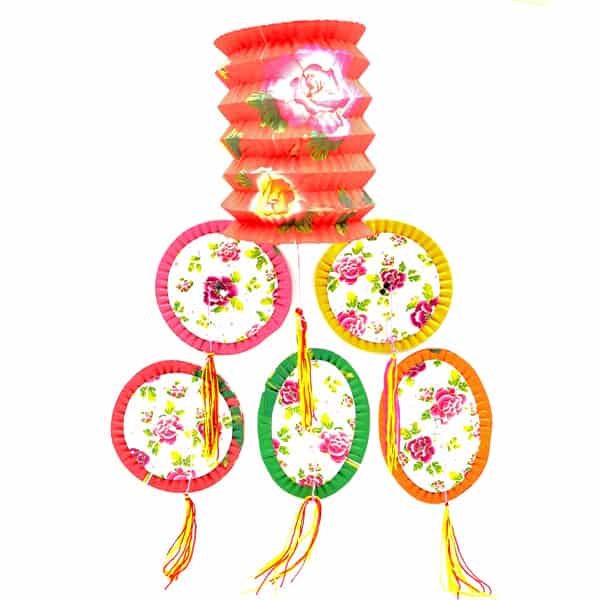 L5B 04 2.8 Paper Lantern Assorted Shape With Lotus Flower Design ( Extra Small) 6 Pcs/Pack