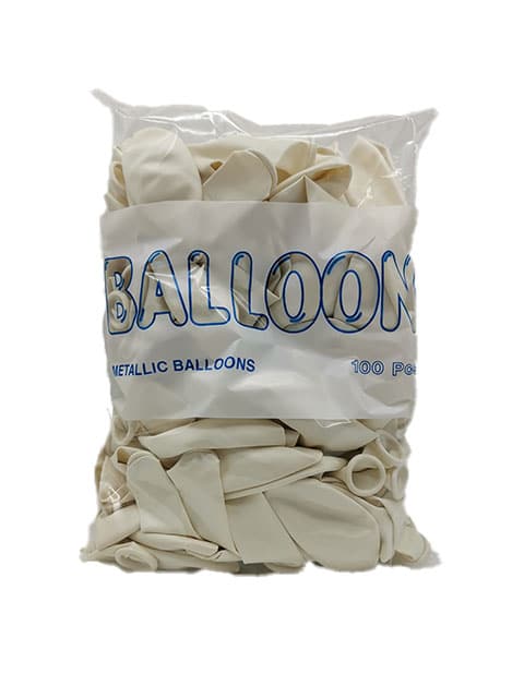 white 1 12" Metallic Pearl White Latex Balloons Value Pack