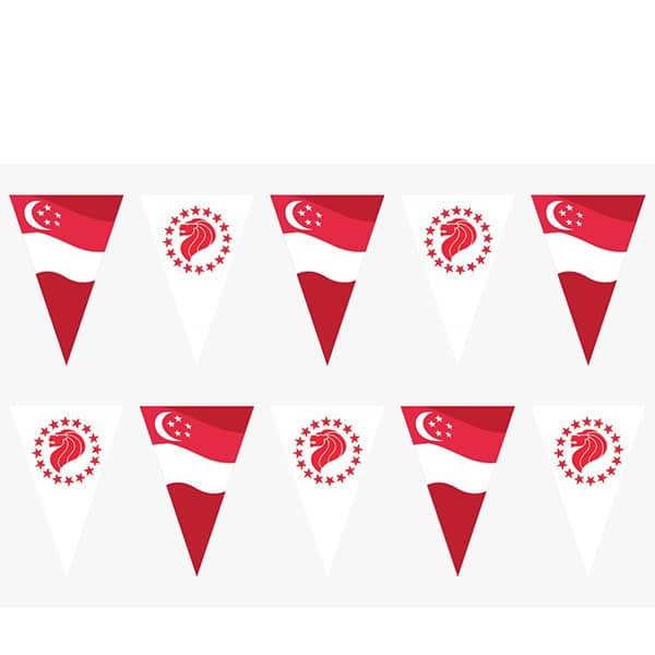 005c3719ed4d37d36f911f1f841506bf LOCAL SG SELLER Singapore NDP Triangle Flag Banner Bunting Red & White (READY STOCK)