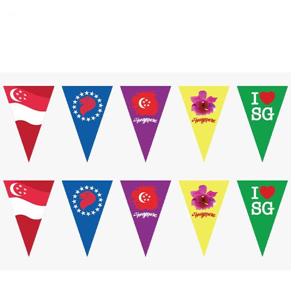 b783d7d8858e2257091fa53074626220 LOCAL SG SELLER Singapore NDP Triangle Flag Banner Bunting Mix Color (READY STOCK)