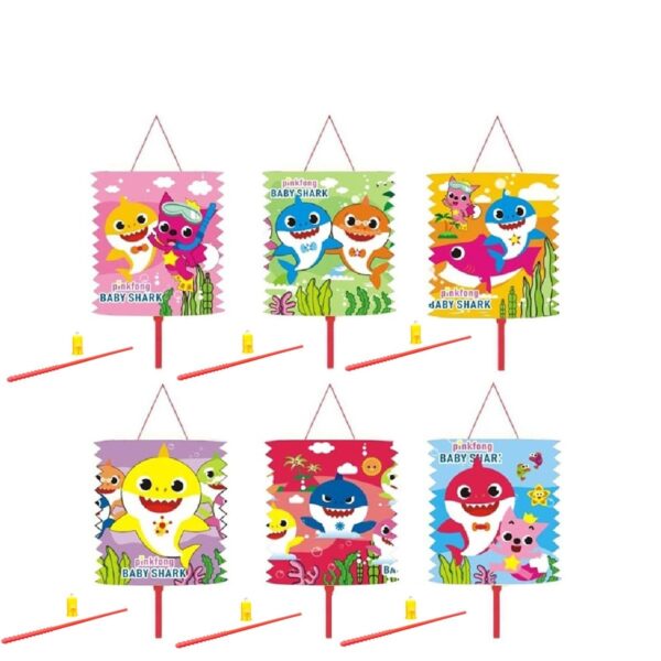 baby shark kids paper LED lantern assorted colorful cartoon design