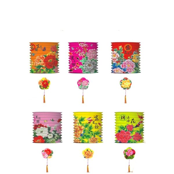 “Traditional paper lantern lotus flower design, 29cm diameter, assorted colors and shapes, festival decoration”