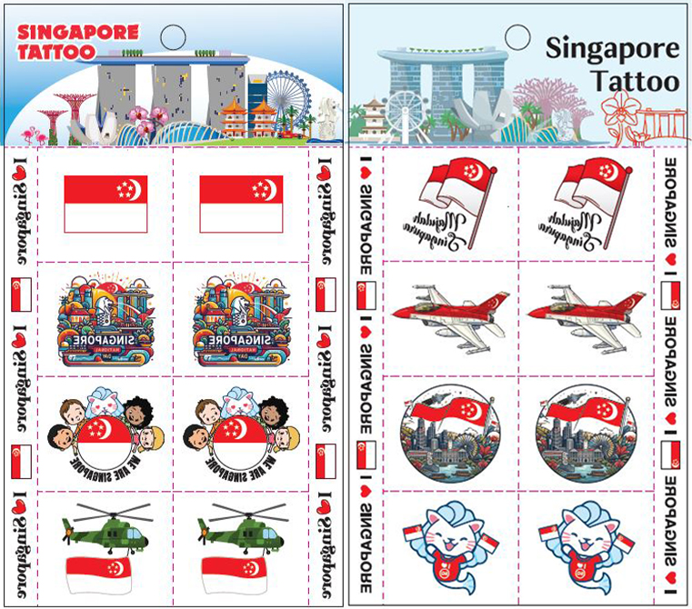 14794 14794 Singapore NDP Flag 2026 Tattoo 8Tattoo/Sheet